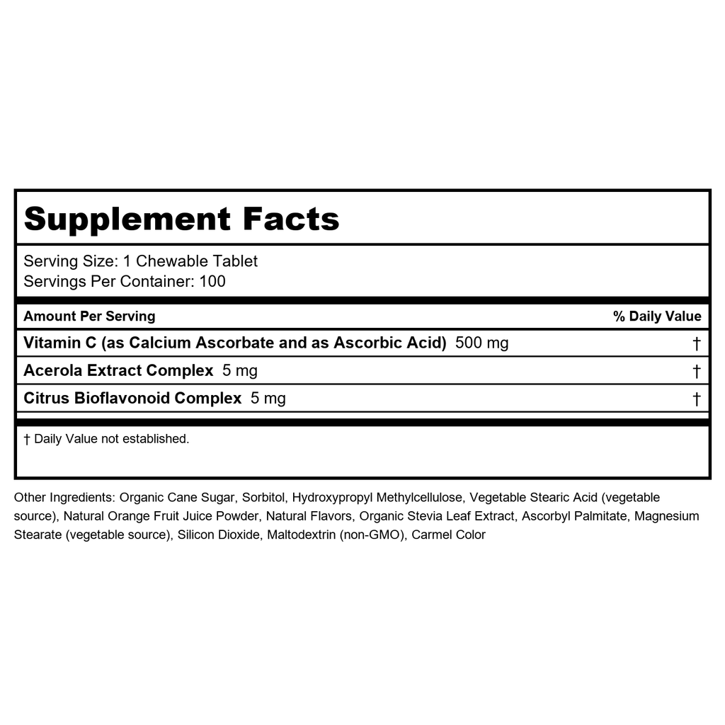 Now Foods Vitamin C-500 Orange Chewable 100 Tablets - 0630