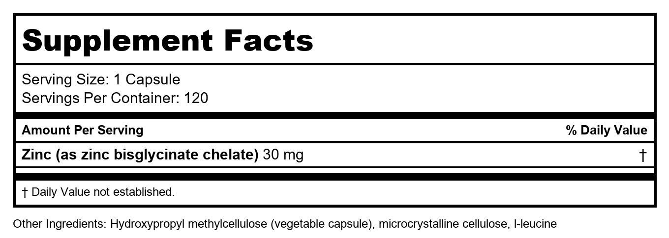 NuMedica Zinc Glycinate 120 Capsules