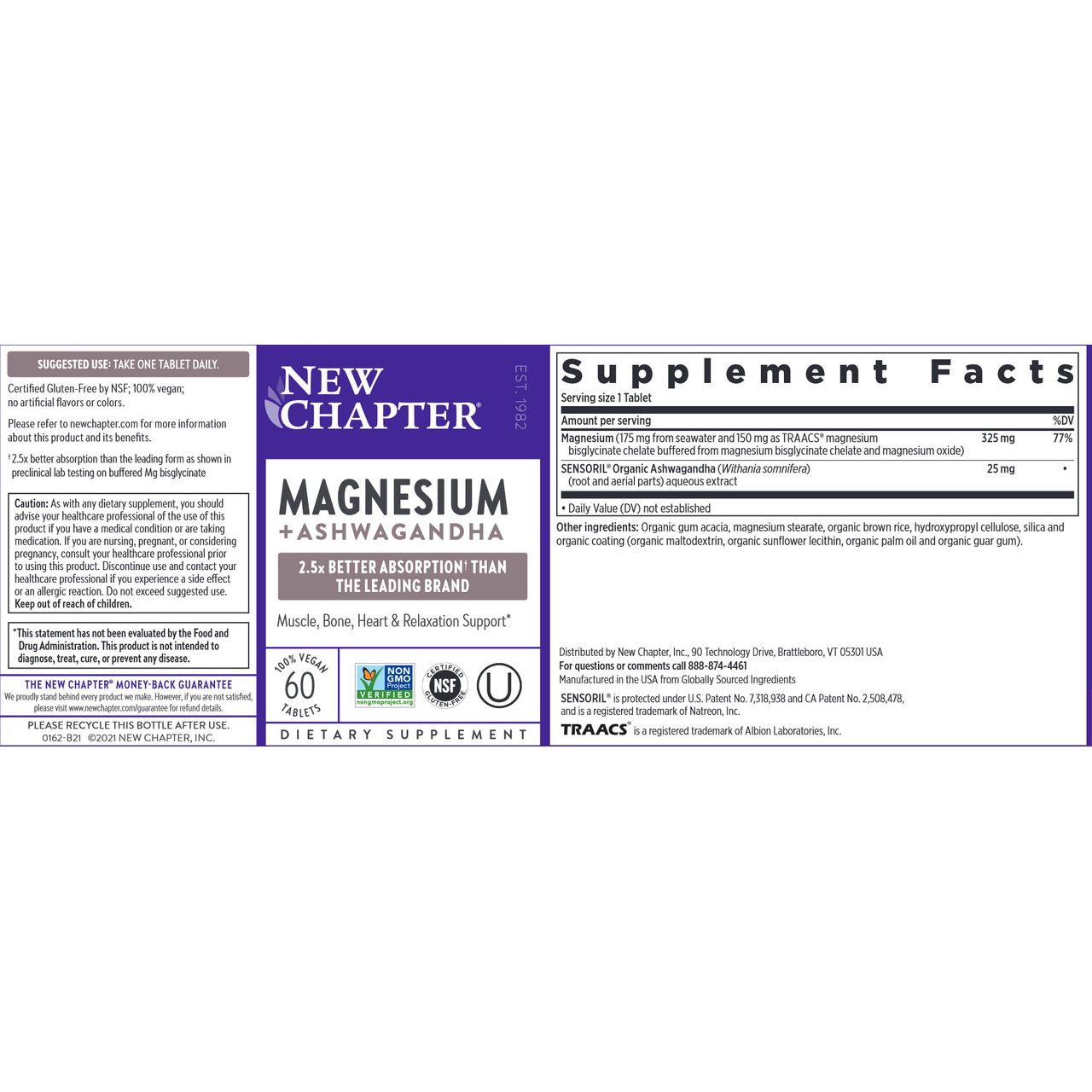 New Chapter Magnesium + Ashwagandha 60 Vcaps