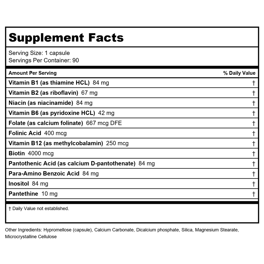 BodyBio Vitamin B+ High Dose 90 Capsules