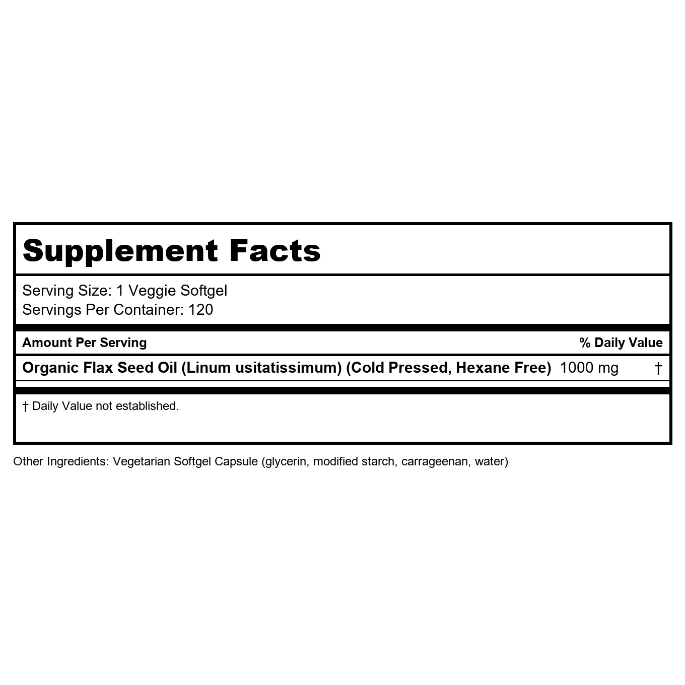 Now Foods Flax Oil 1000 mg Vegan Formula 120 Veggie Softgels - 1773