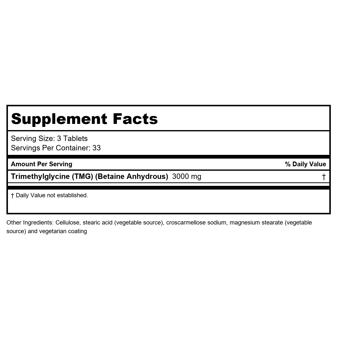 Now Foods TMG Trimethylglycine 1,000 mg 100 Tablets - 0494