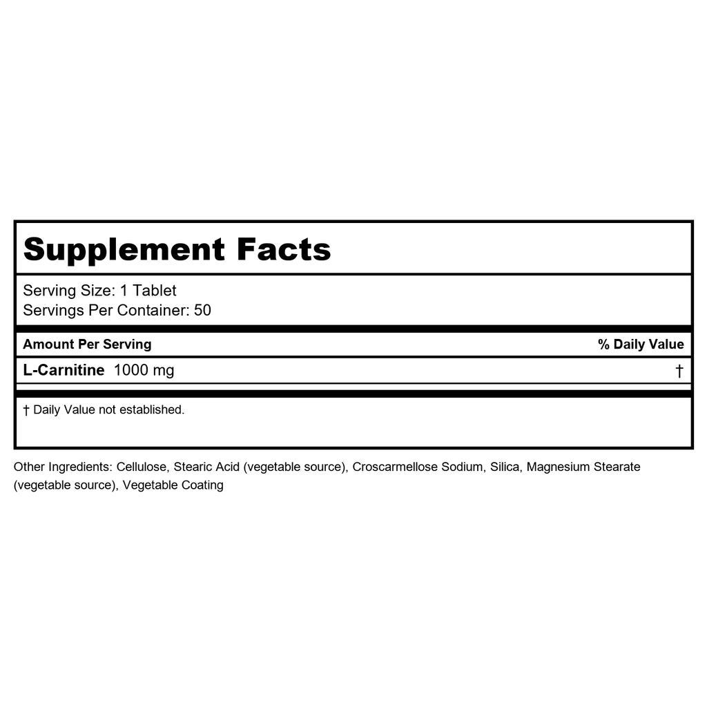 Now Foods L-Carnitine 1000 mg 50 Tablets - 0067