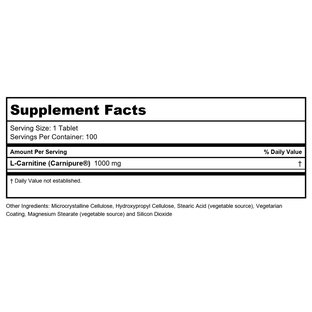 Now Foods L-Carnitine 1000 mg 100 Tablets - 0068
