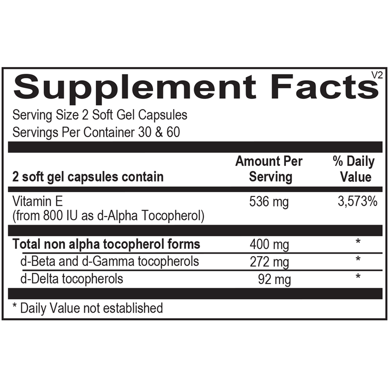 Ortho Molecular Natural Vitamin E Mixed Tocopherols 60 Soft Gel -