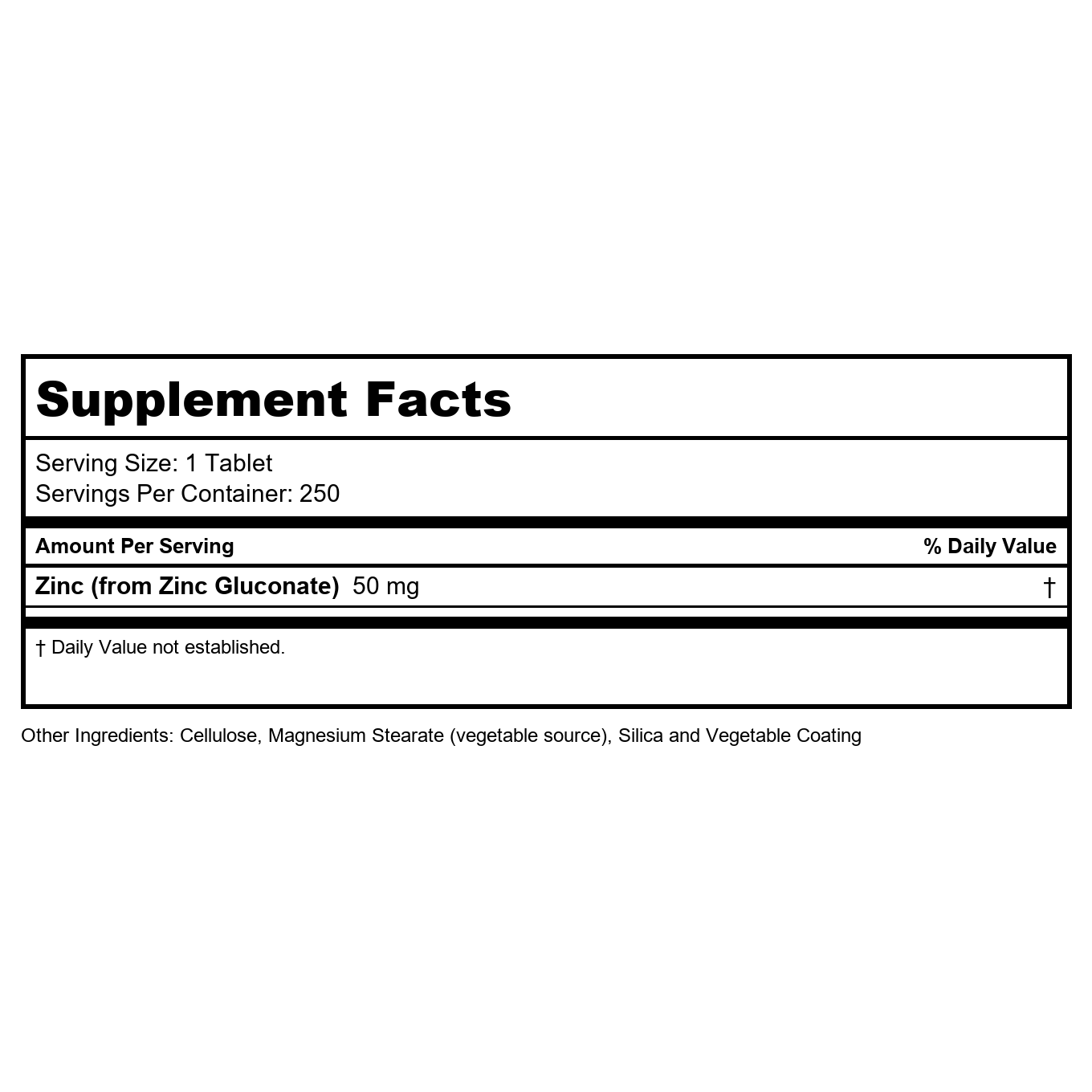 Now Foods Zinc 50mg 250 Tablets - 1522 - 4 Pack