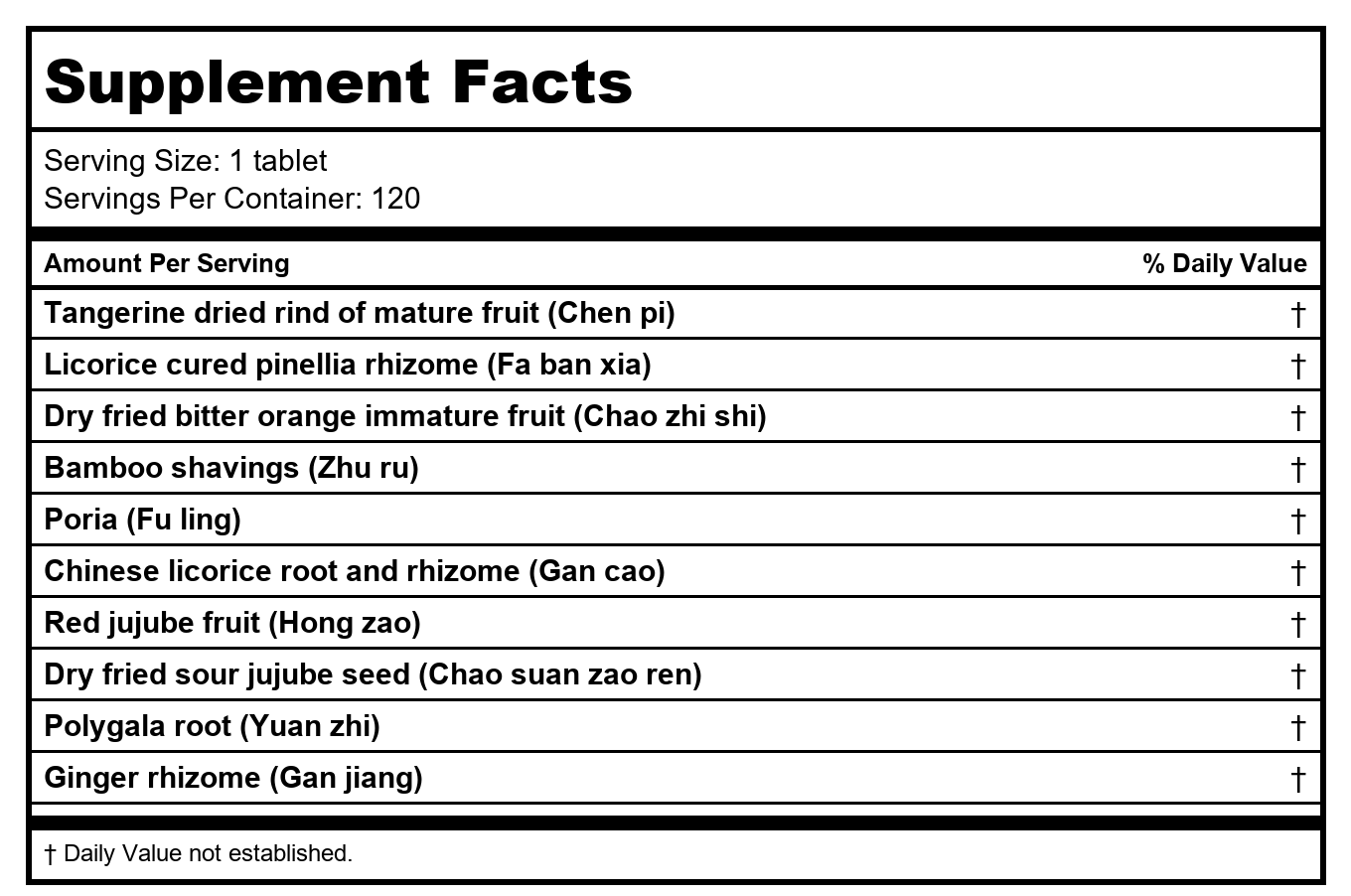 Kan Herb Traditional Peaceful Shen 120 Tablets