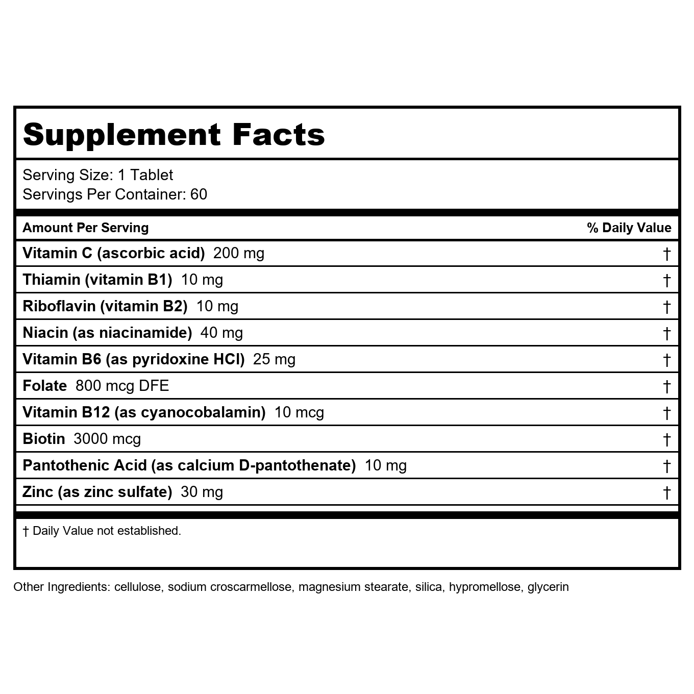 Nature's Way Biotin Forte 3mg with Zinc 60 Tablets
