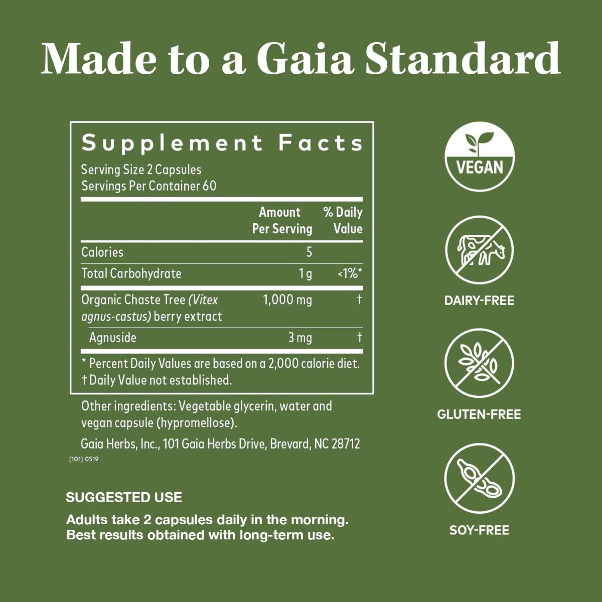 Gaia Herbs Vitex Berry For Women 120 Vegan Liquid Phyto-caps