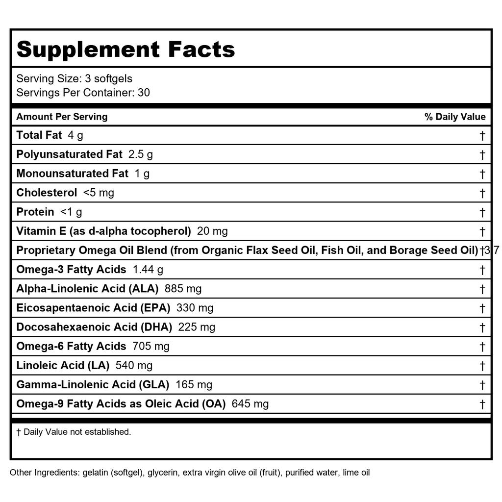 Nature's Way Mega 3/6/9 Omega Blend Lime Flavor 90 Softgels