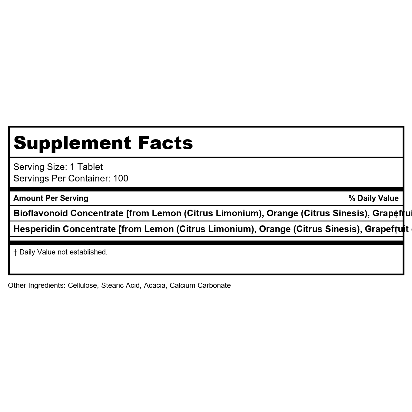Kal Bioflavonoids 1000mg 100 Tablets
