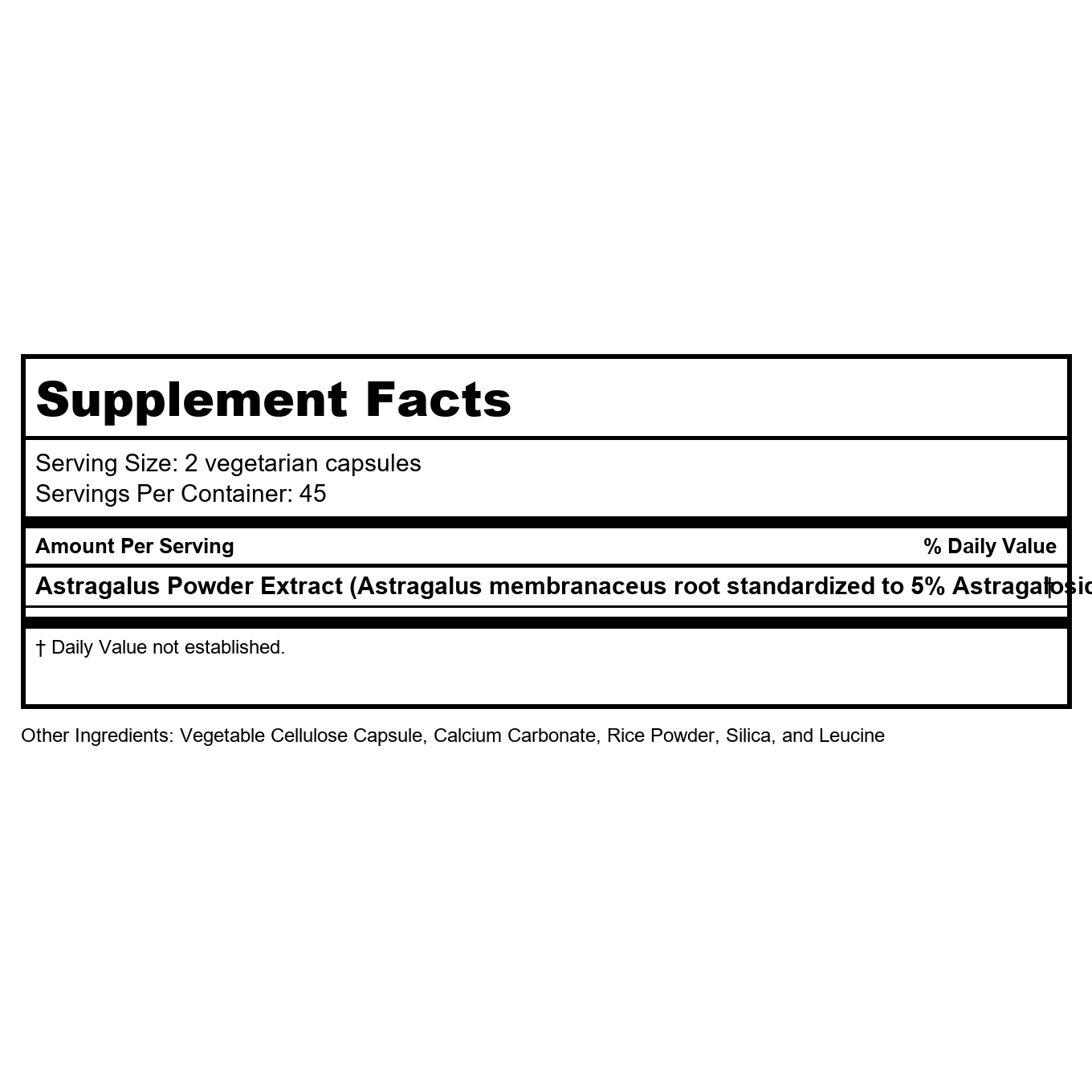 Vital Nutrients Astragalus Root Extract 300 mg 90 Vcaps