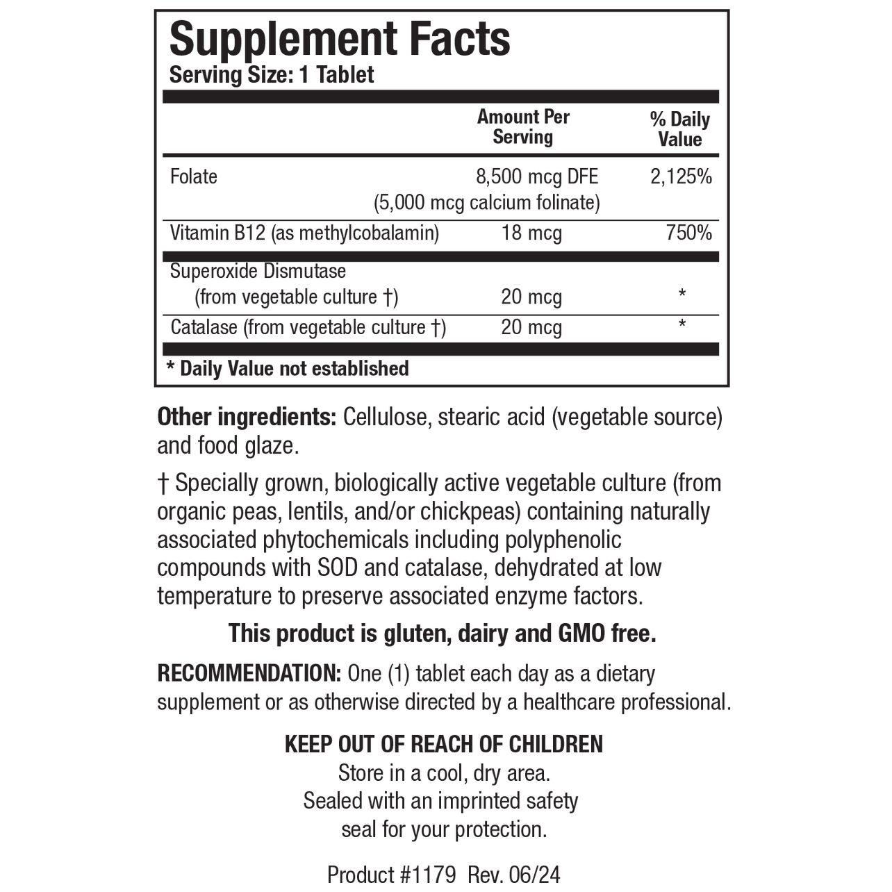 Biotics Research Folate-5 Plus With Vitamin B12 120 Tablets