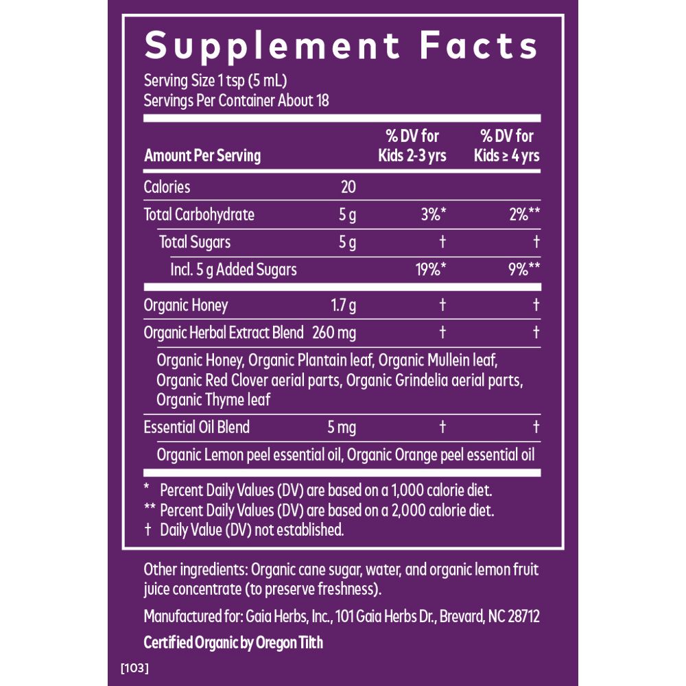 Gaia Herbs GaiaKids Bronchial Wellness Syrup 3oz - 2 Pack