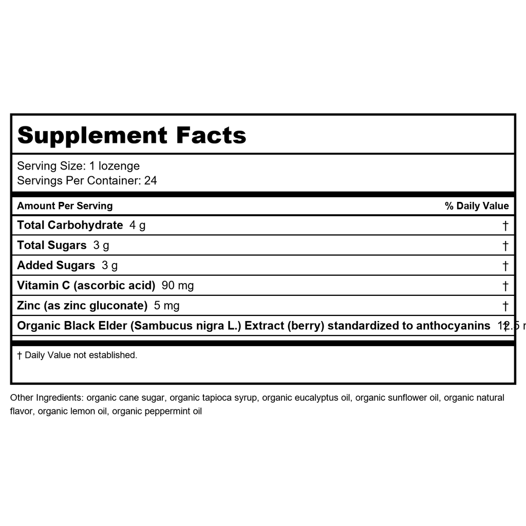 Nature's Way Sambucus Organic Zinc Peppermint 24 Lozenges