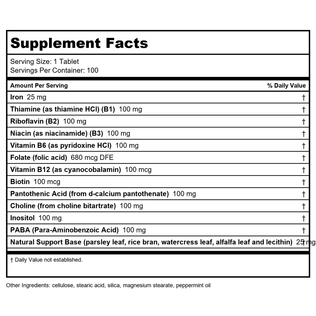 KAL Iron Complex + 25mg 100 Tablets