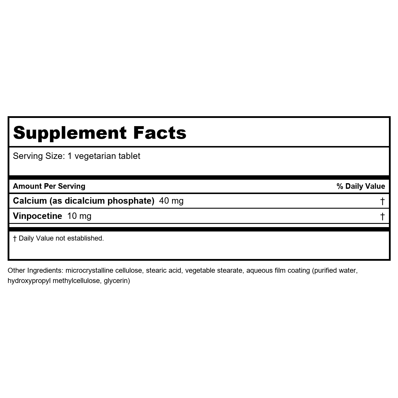 Life Extension Vinpocetine 10 mg 100 Tablets