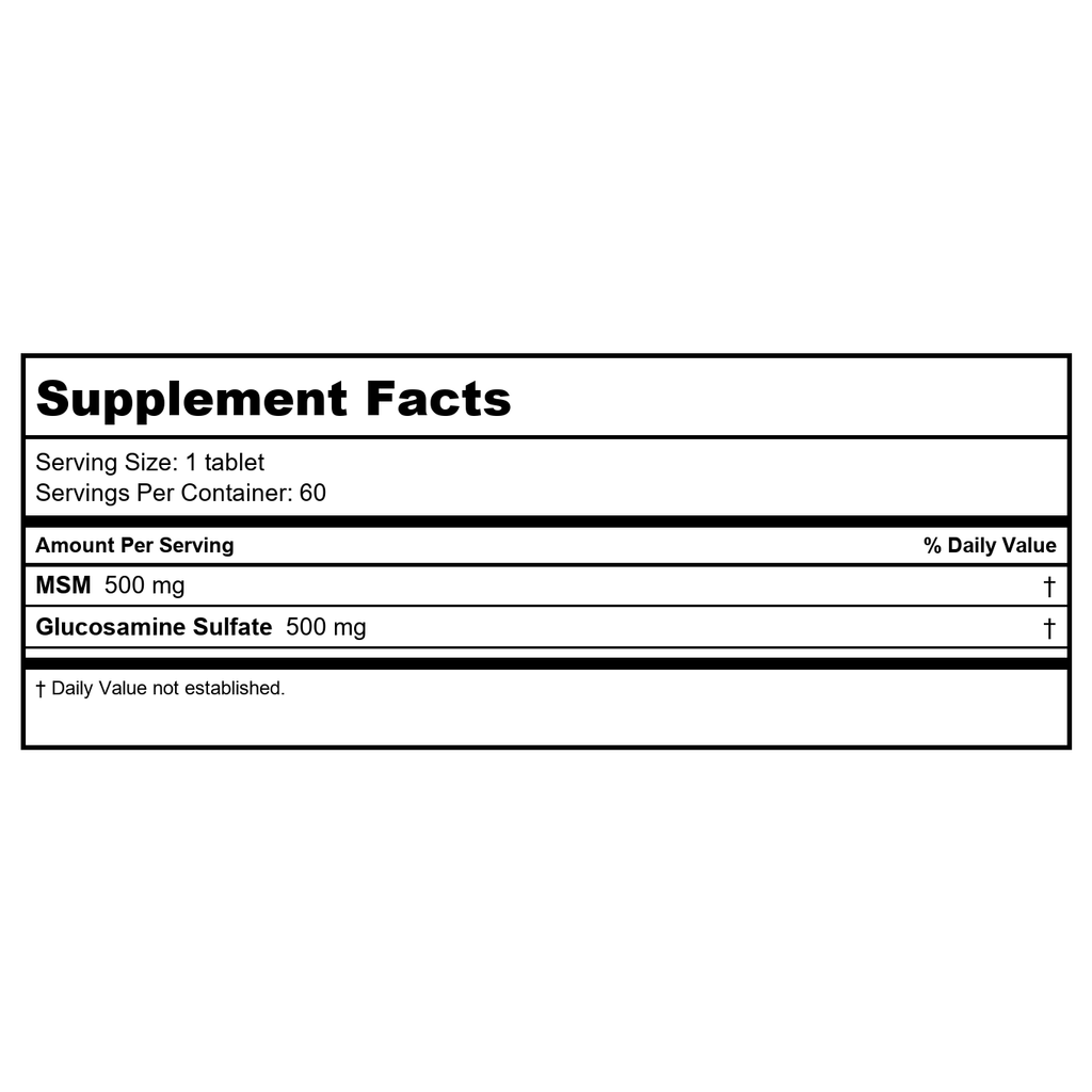 KAL MSM Glucosamine Sulfate 500/500 mg 60 Tablets