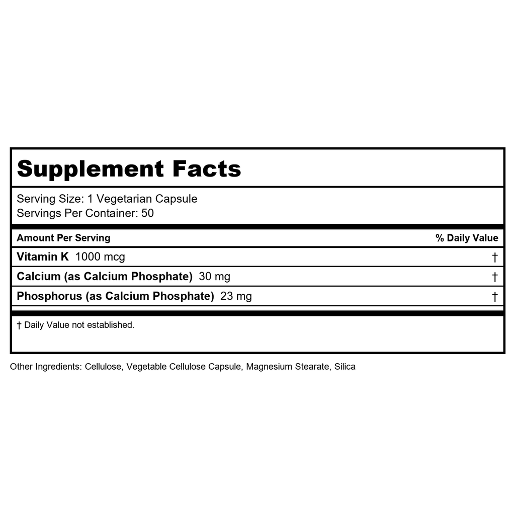 Nature's Life Vitamin K 1000 mcg 50 Vcaps  13875