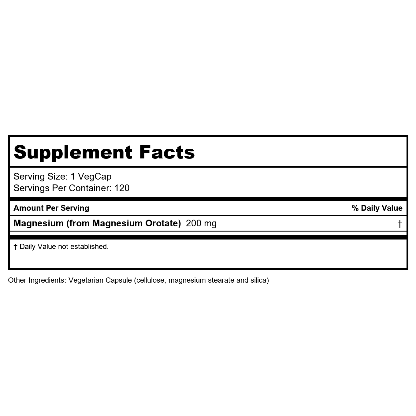 KAL Magnesium Orotate 200 mg 120 Vcaps