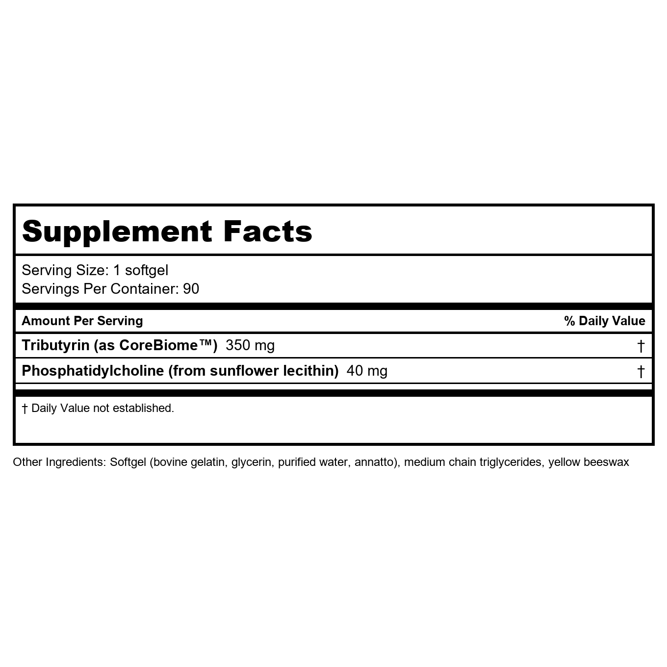 Apex Energetics Tributyrin 350 Active 90 Softgels -K132