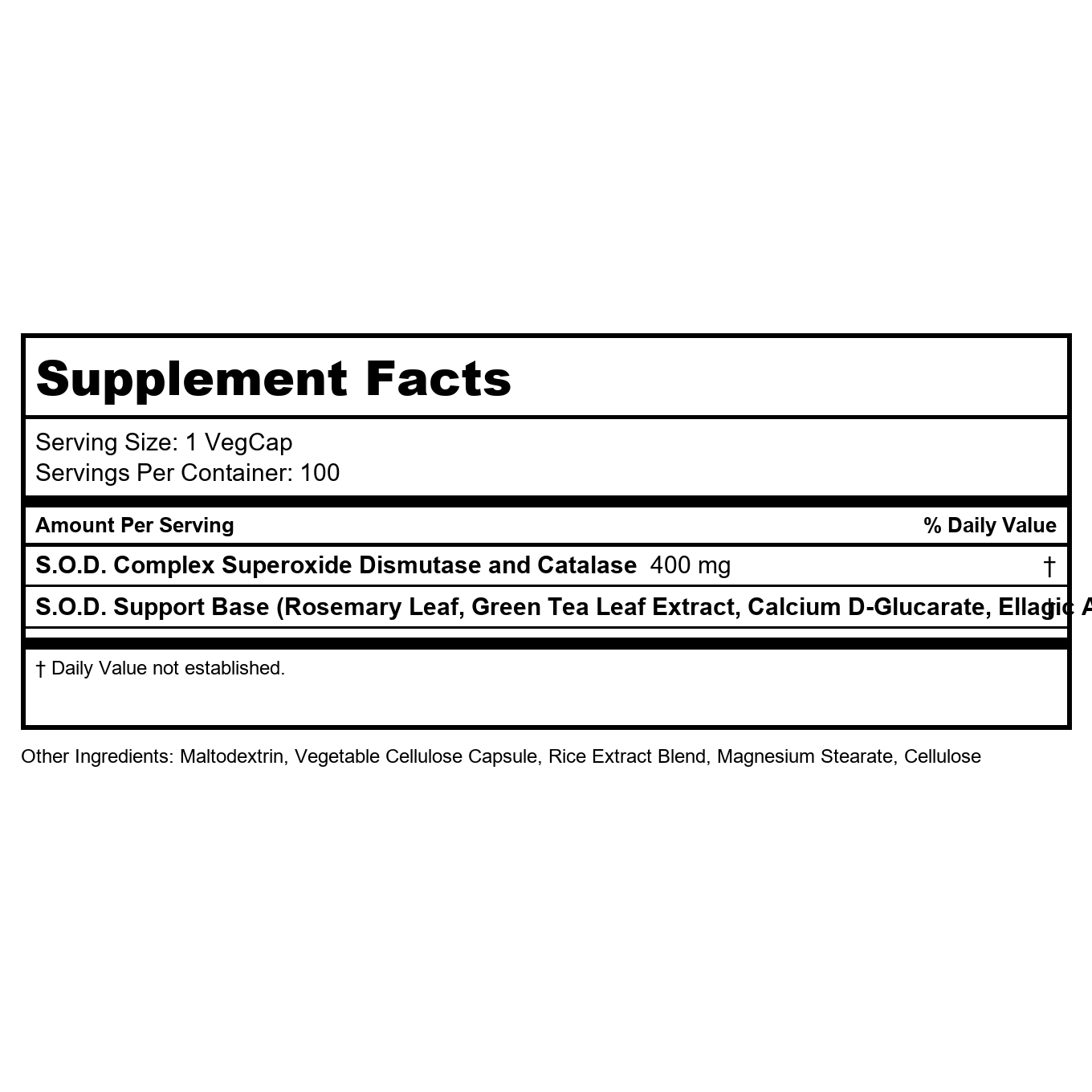 Solaray S.O.D. 2000 Plus 400mg 100 Vcaps   8930