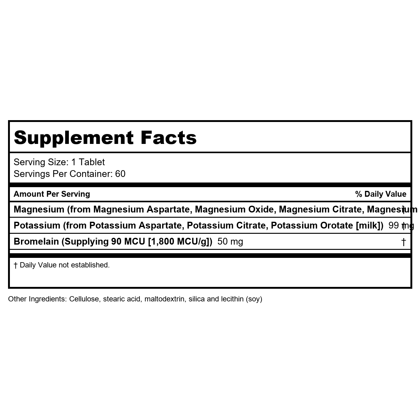 KAL Magnesium Potassium Bromelain 60 Tablets