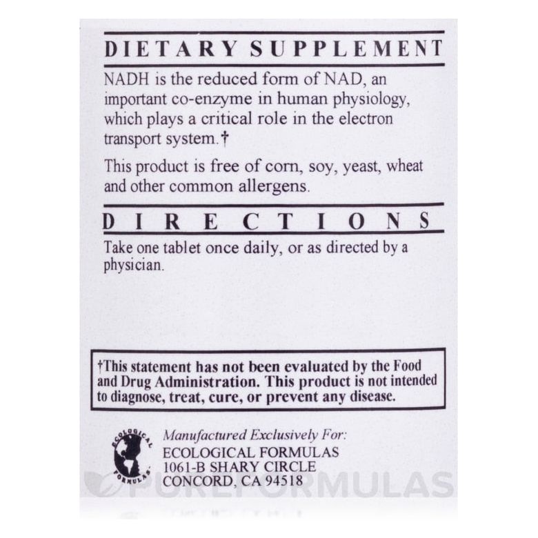 Ecological Formulas NADH 5mg 120 Tablets