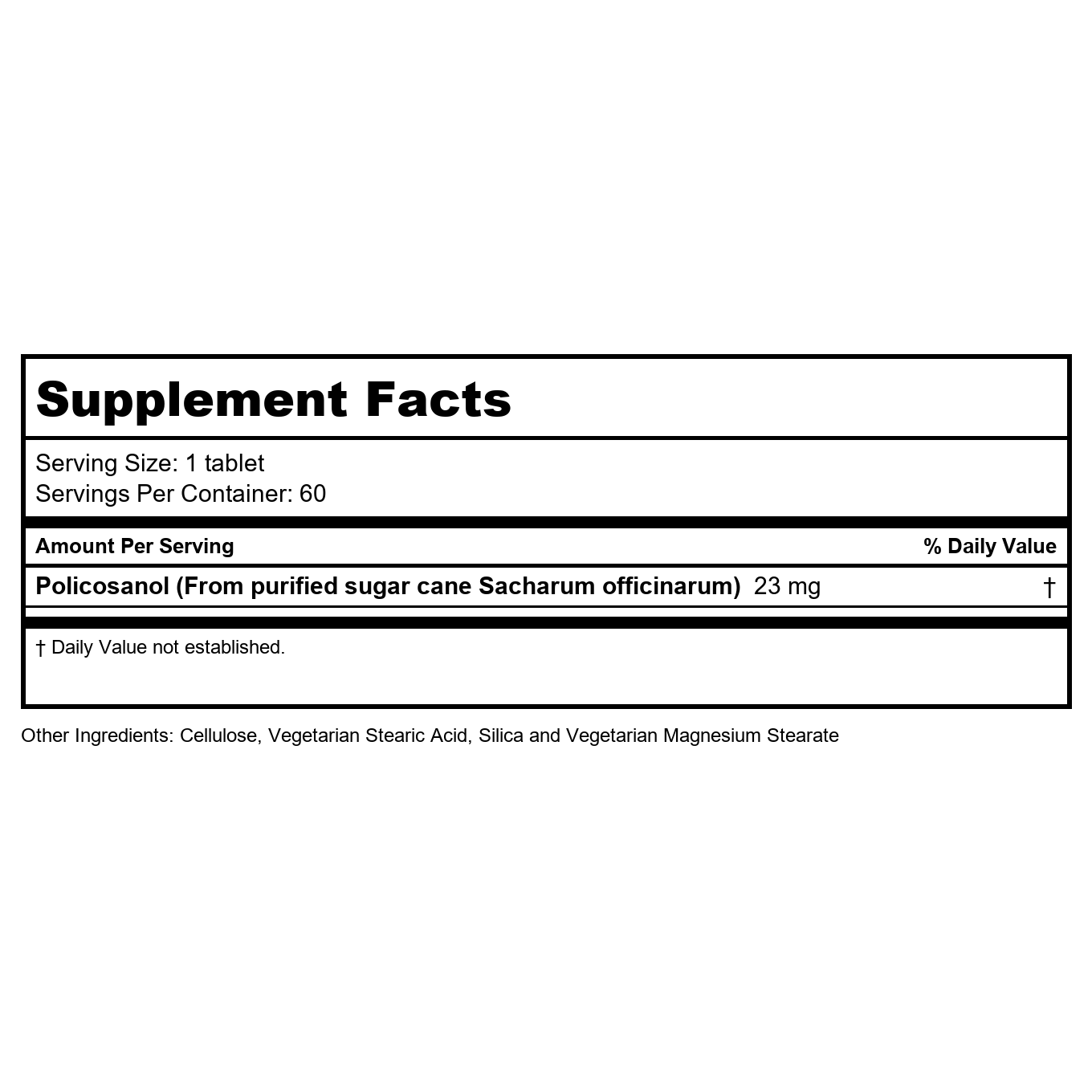 Nature's Life Policosanol 23mg 60 Tablets