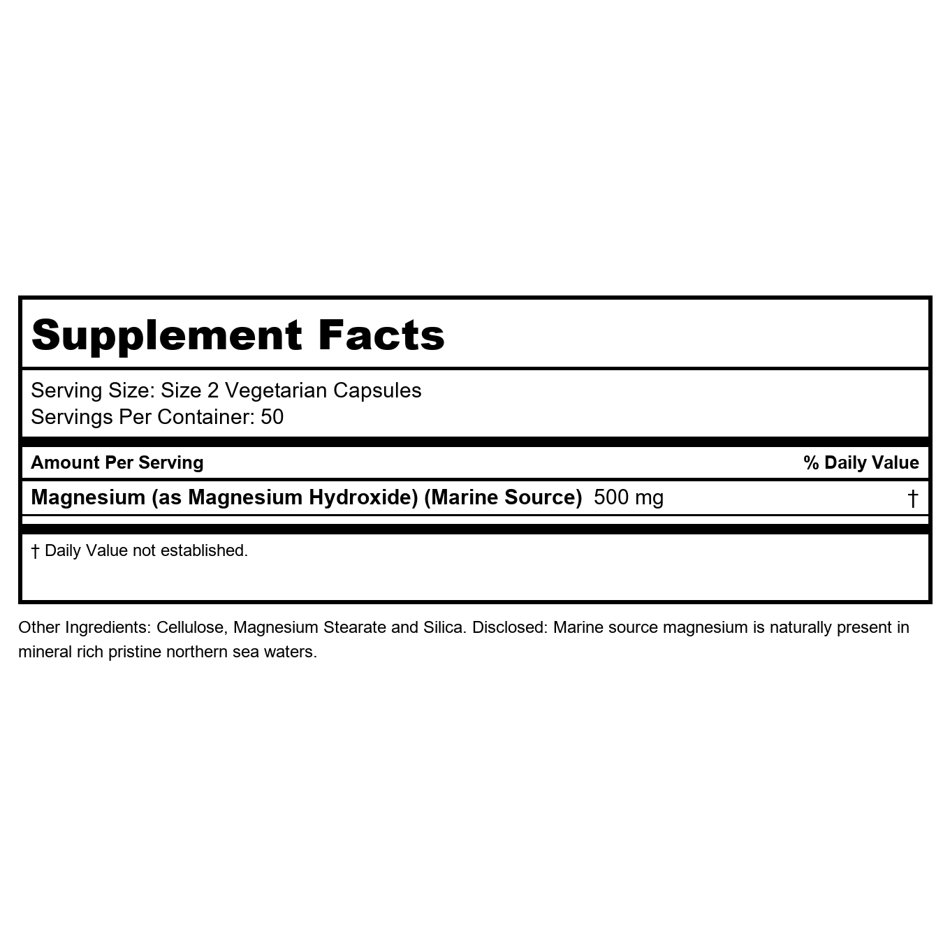 Nature's Life Marine Magnesium 500 mg 100 Capsules