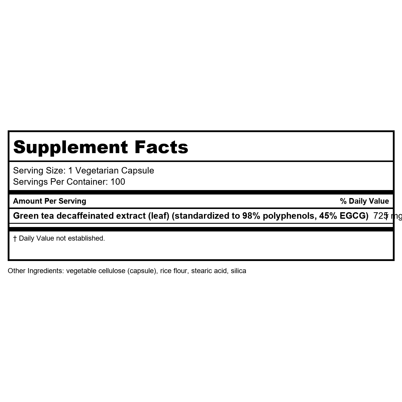 Life Extension Mega Green Tea Extract 98% Polyphenols Decaf 100 Vcaps