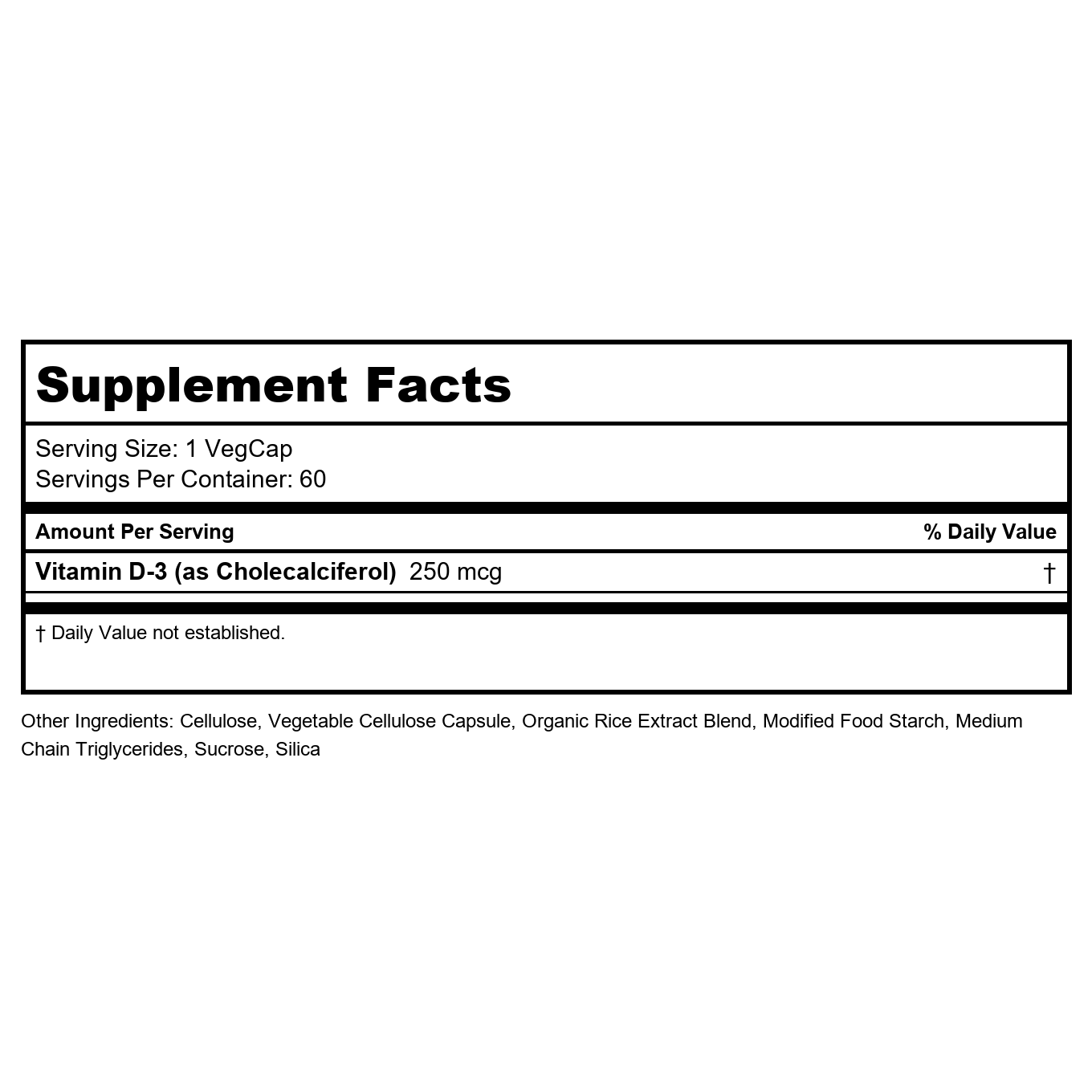 Solaray High Potency Vitamin D-3 250mg 60 Vcaps - 2 Pack