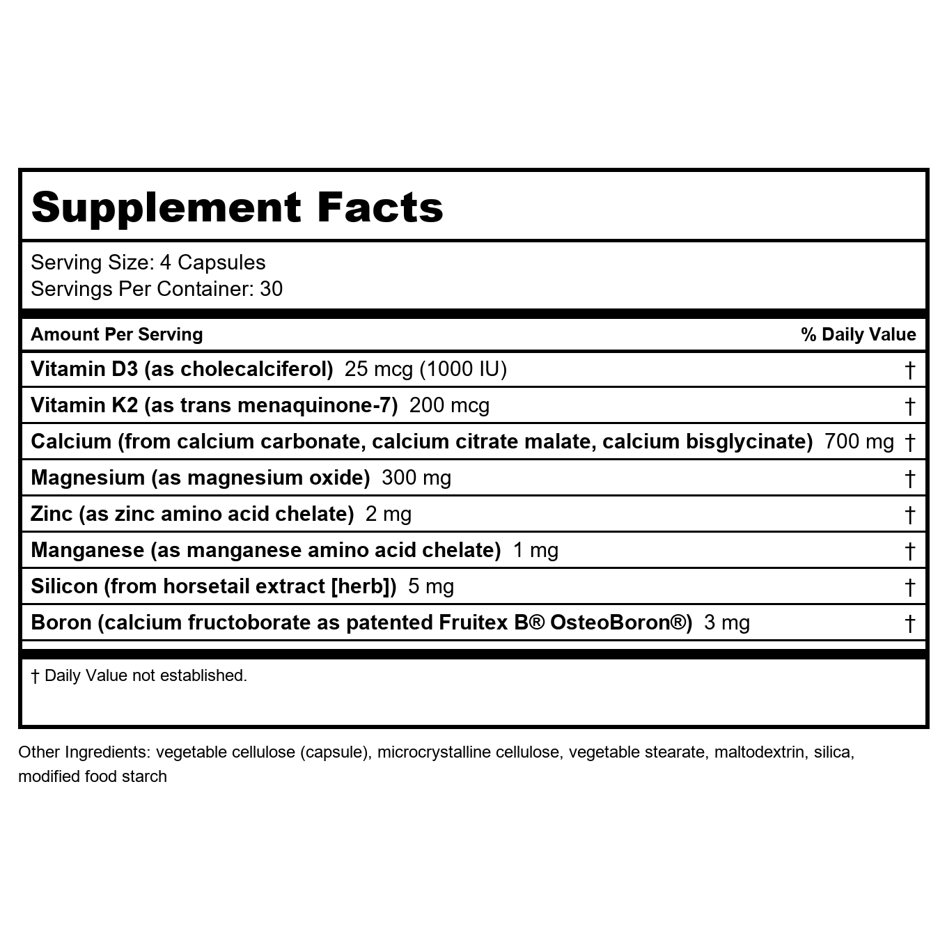 Life Extension Bone Restore With Vitamin K2 120 Capsules