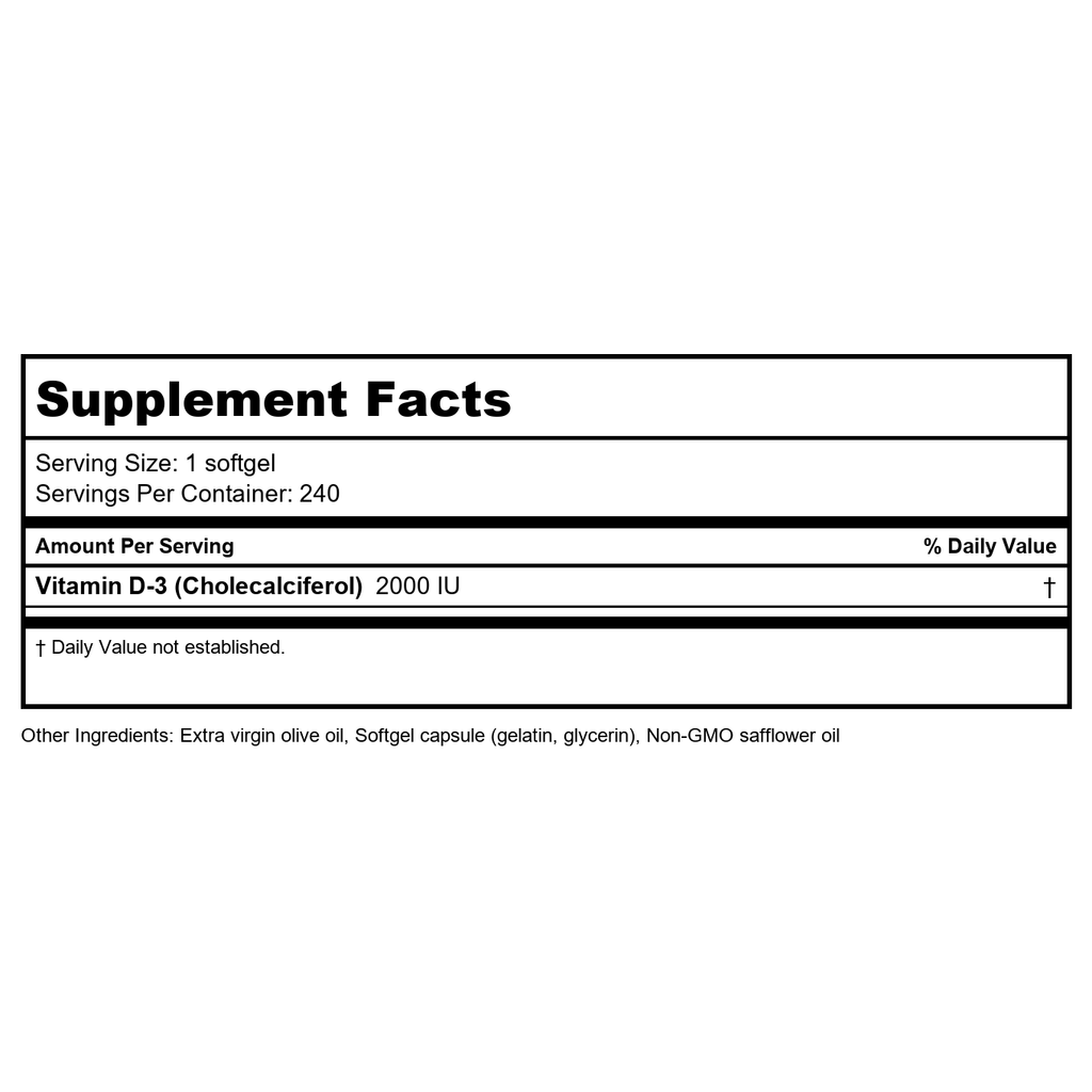 Nature's Life D-3 2000 IU 240 Softgels    10457