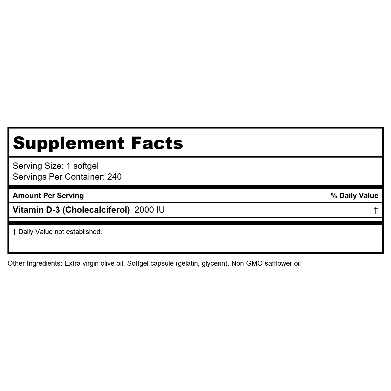 Nature's Life D-3 2000 IU 240 Softgels    10457