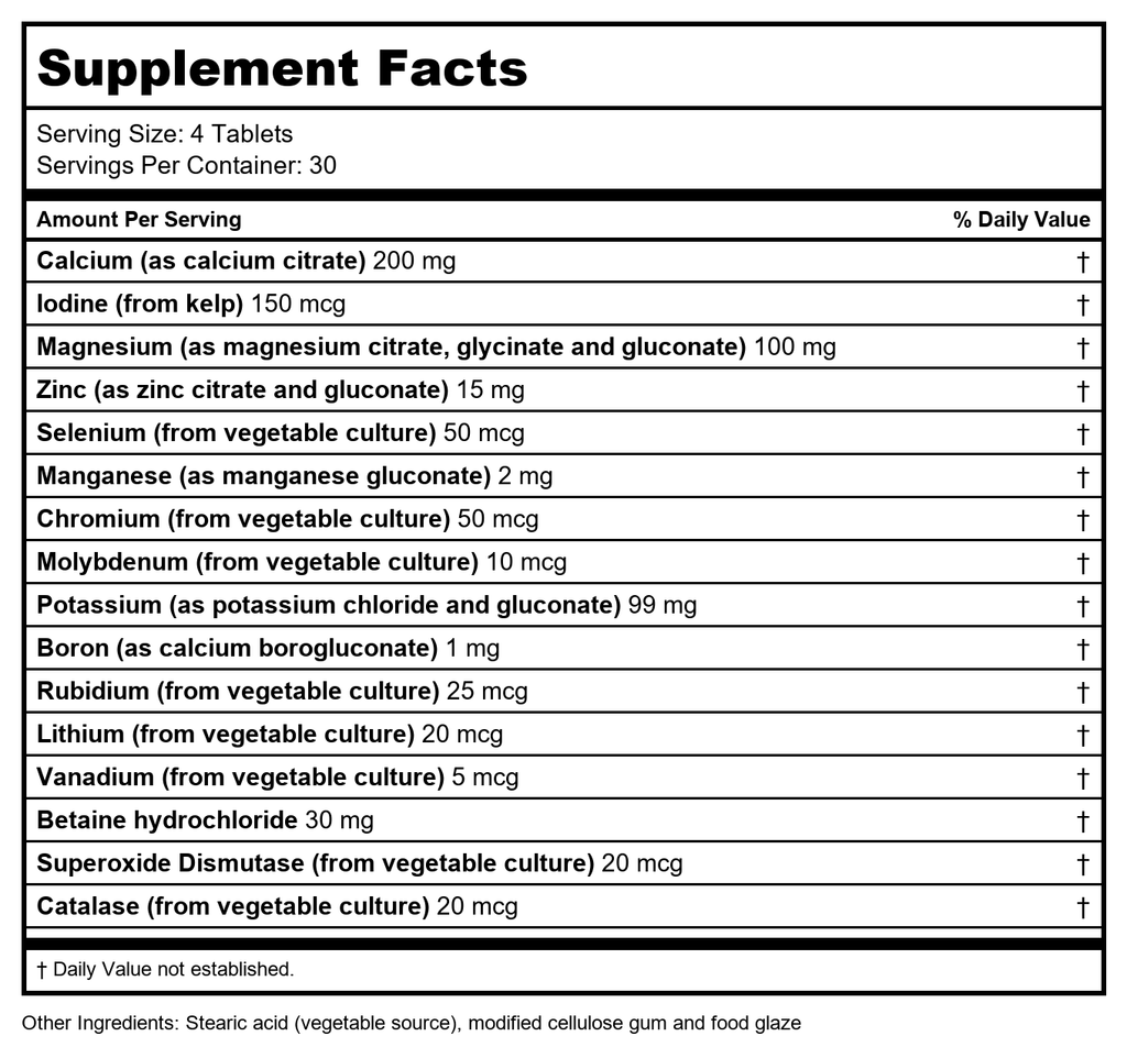 Biotics Research Multi-Mins Iron & Copper Free 120 Tablets