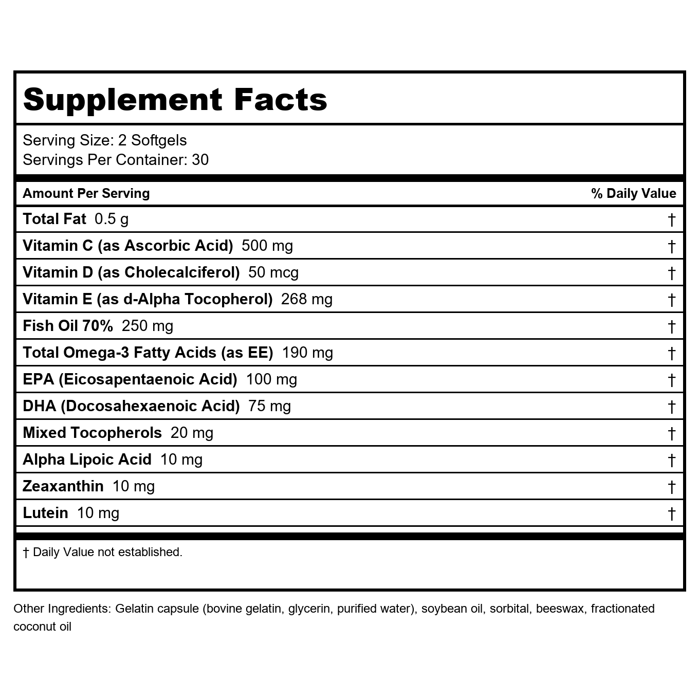 Eye Promise AREDS 2 Plus ZINC-FREE 60 Softgels -