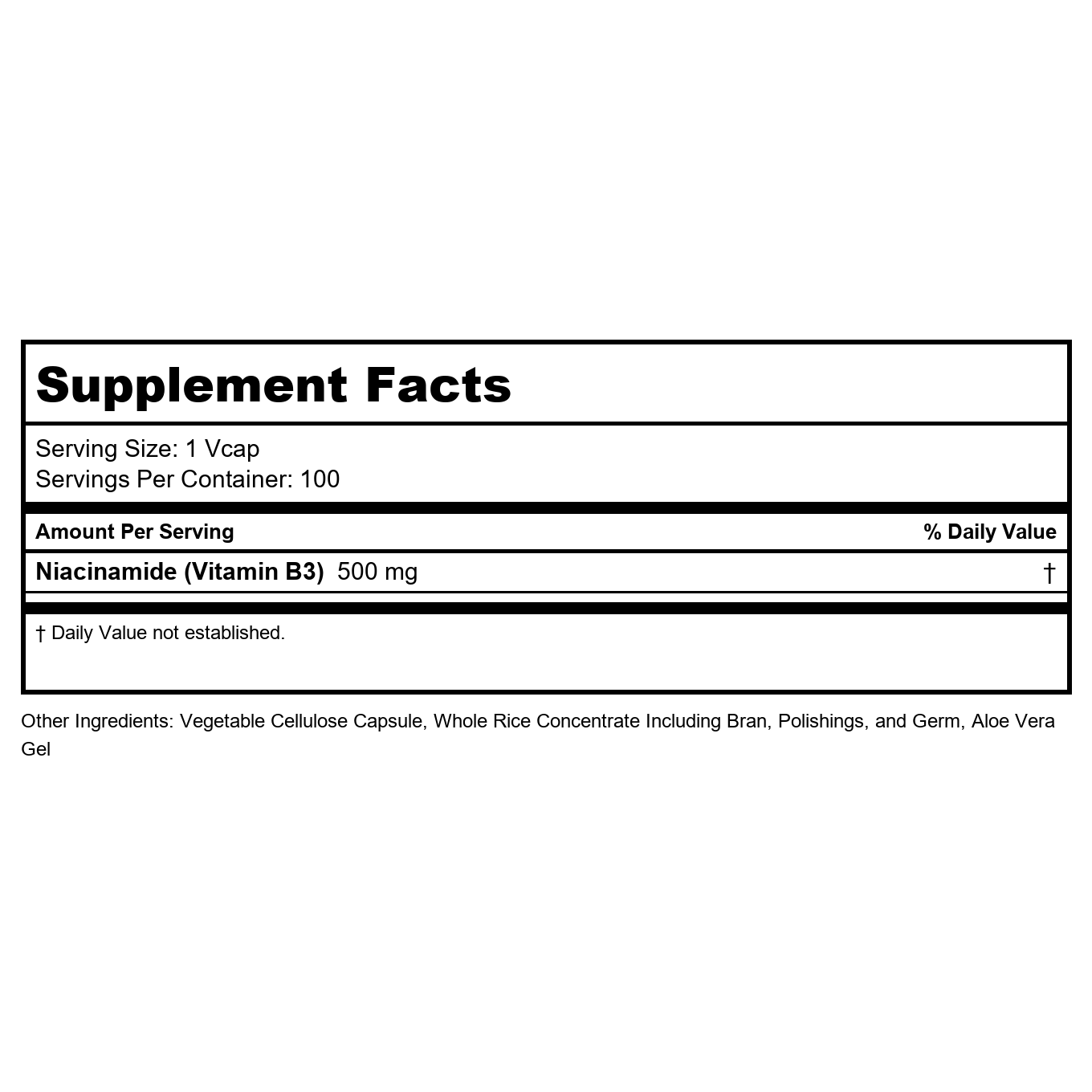 Solaray Niacinamide 500mg 100 Vcaps - 3 Pack