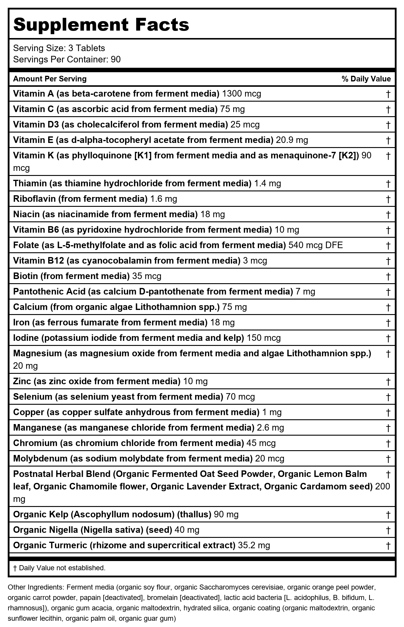 New Chapter Perfect Postnatal Multivitamin 270 Tablets