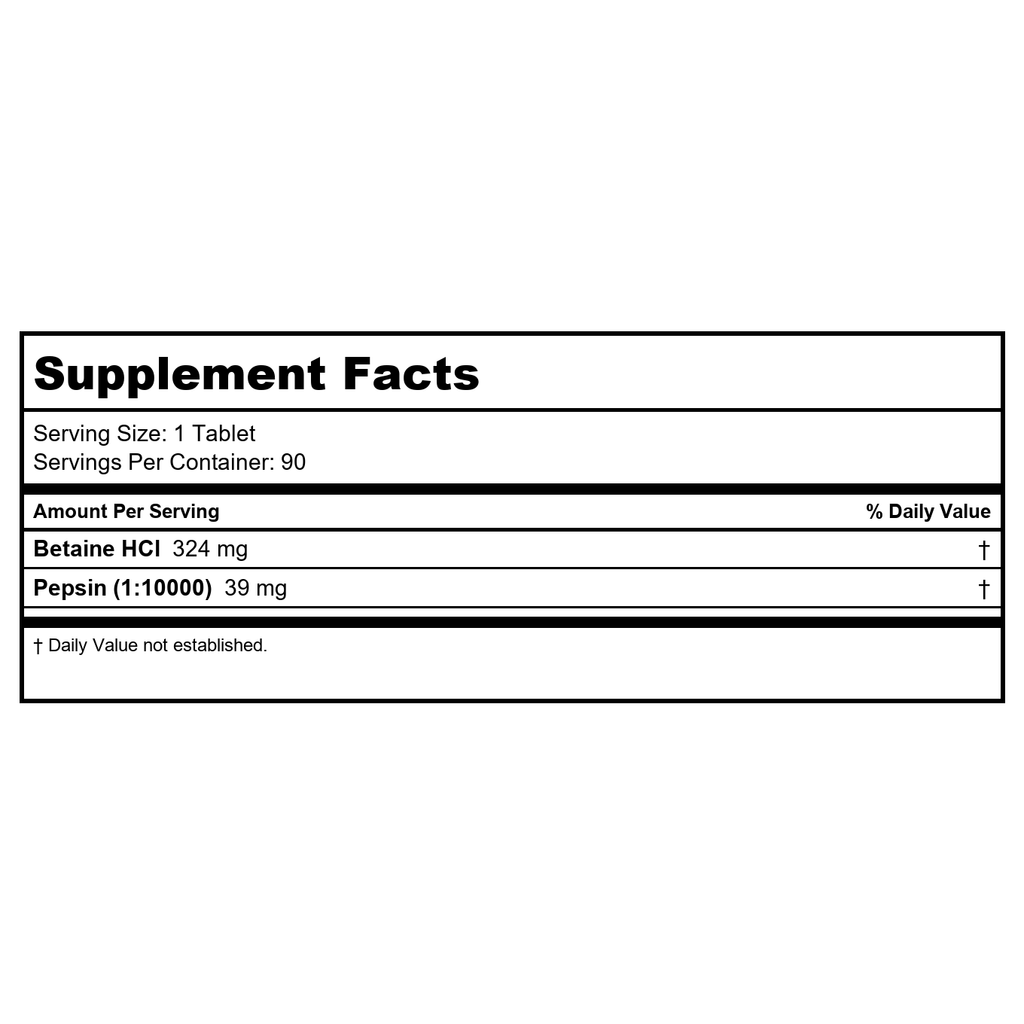 Thompson - Betaine HCl with Pepsin - 90 Tablets