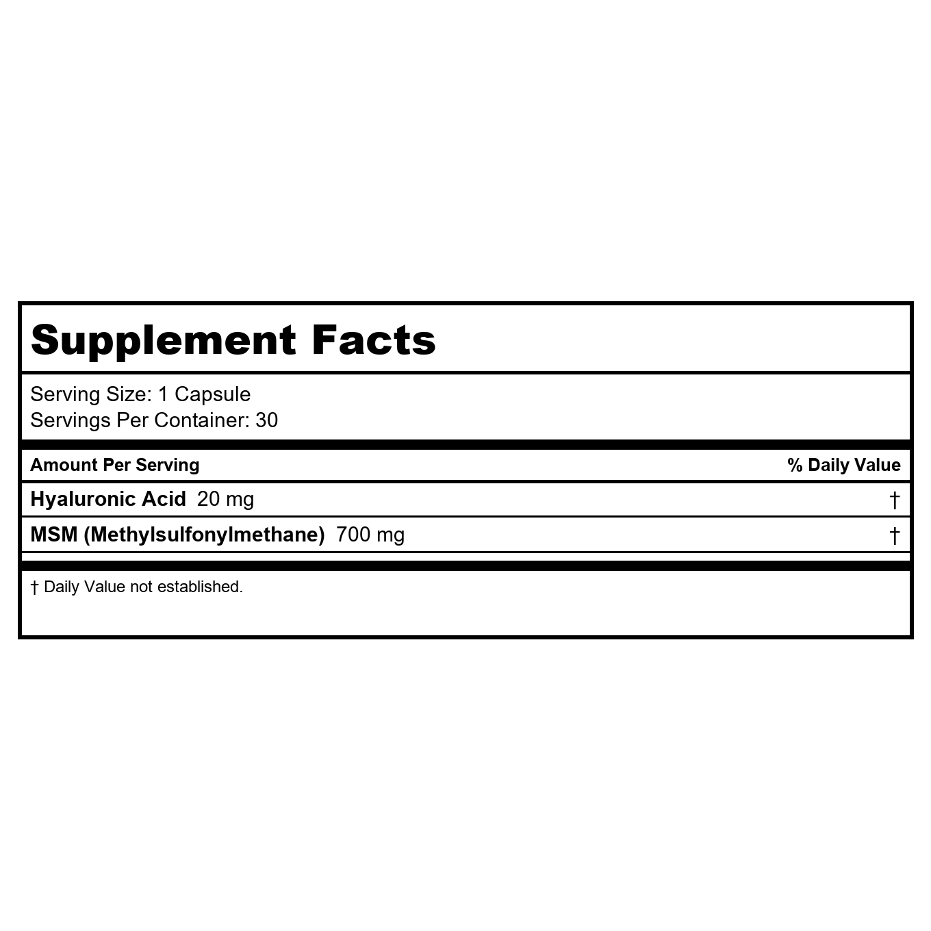 Thompson - Hyaluronic Acid MSM - 30 Capsules