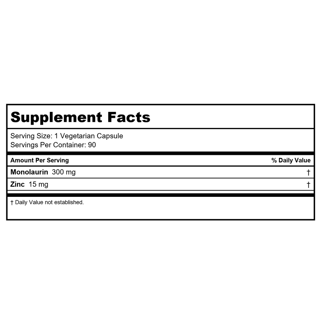 Nature's Life - Monolaurin + Zinc Immune System Formula - 90 Vegetarian Capsules   36162