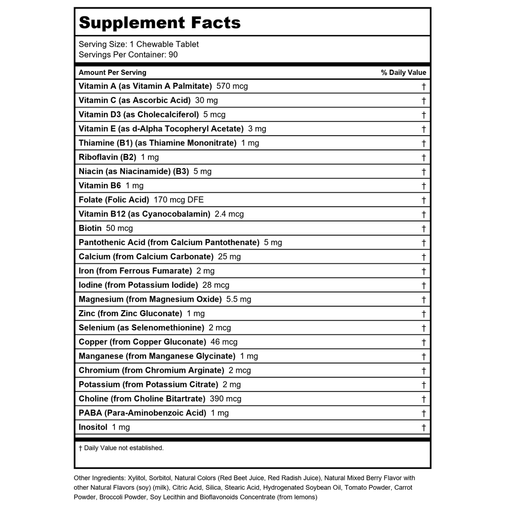 Kal - Dinosaurs Multisaurus Vitamins & Minerals Mixed Berry - 90 Chewable Tablets  PN 60212