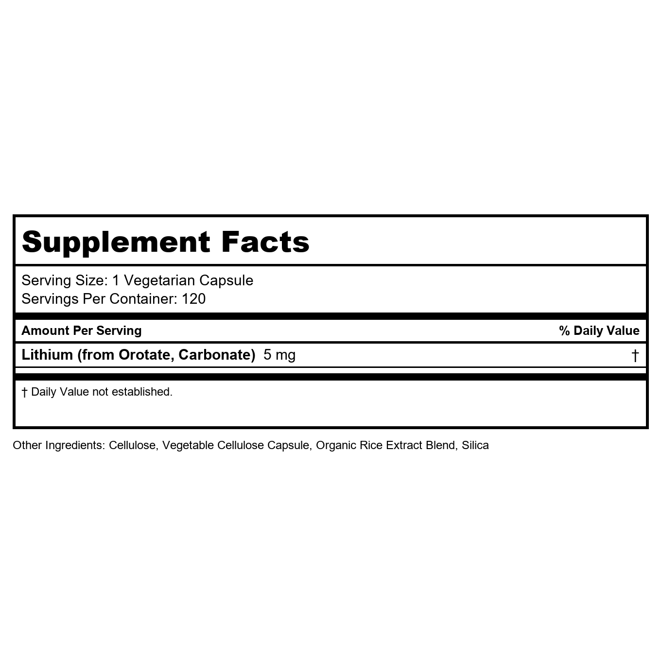 Kal - Lithium Orotate 5 mg. - 120 Vegetable Capsule(s)