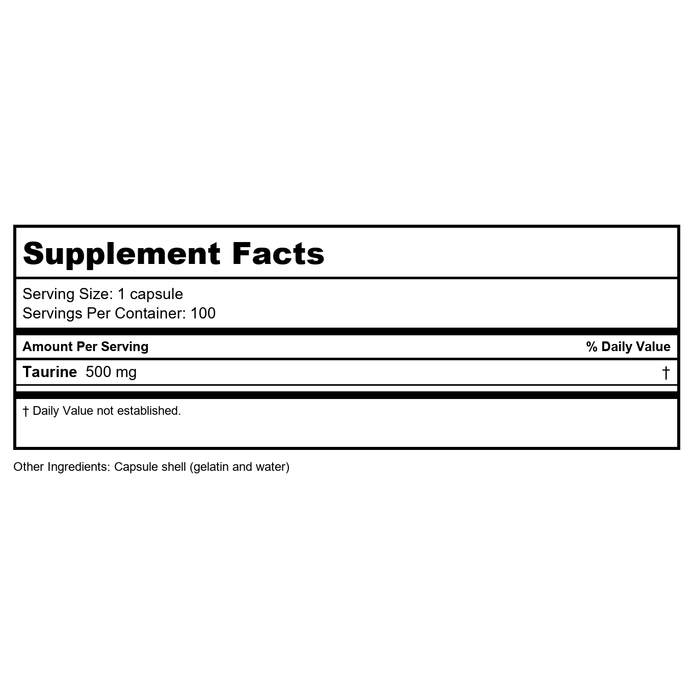Biotics Research Taurine 100 Capsules