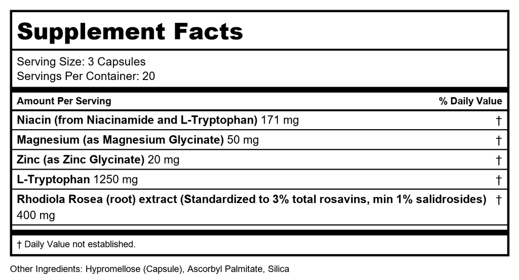 Natural Stacks - Serotonin Brain Food Positive Mood Support - 60 Vegetarian Capsules