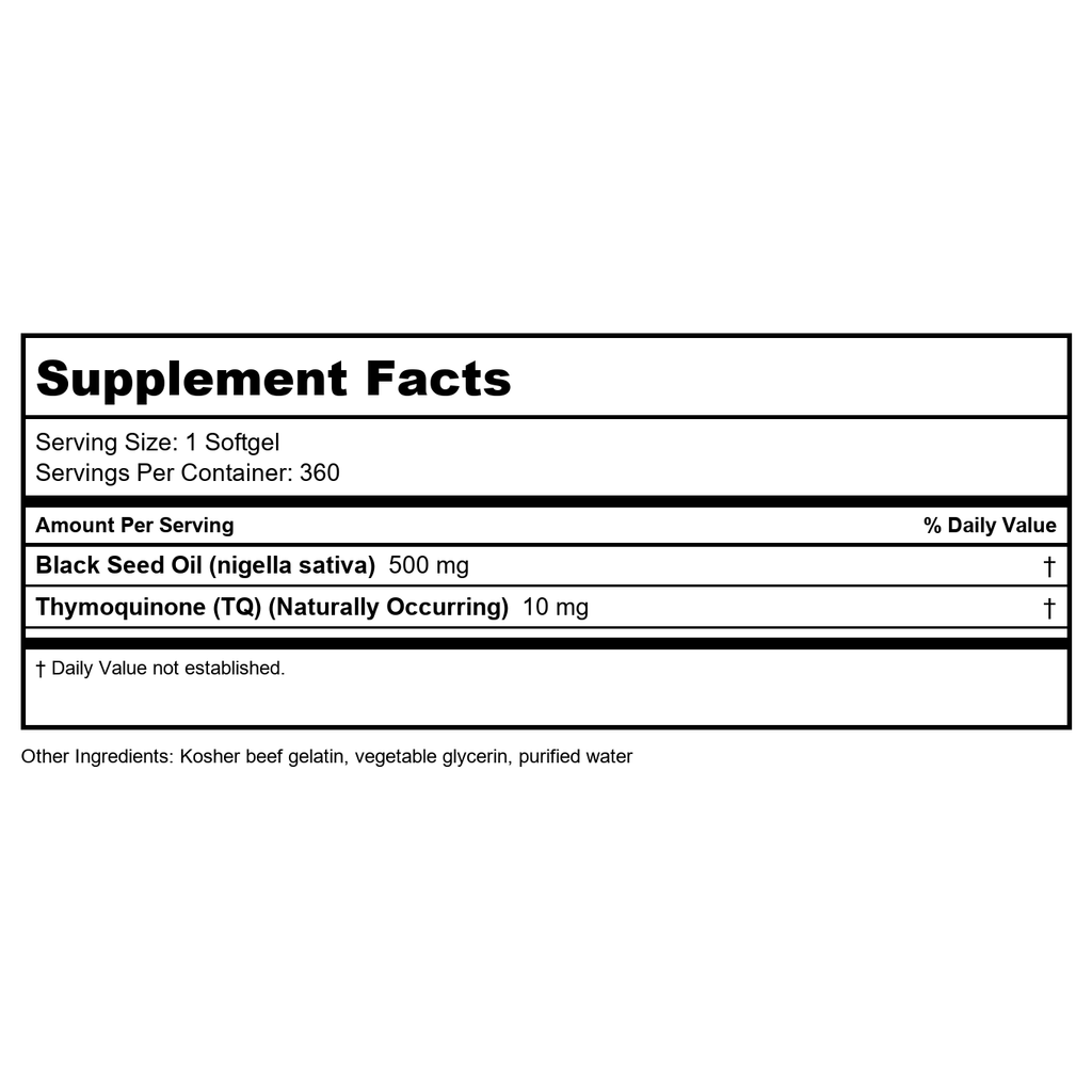 Health Thru Nutrition - Black Seed Oil 2% Thymoquinone 500 mg. - 360 Softgels