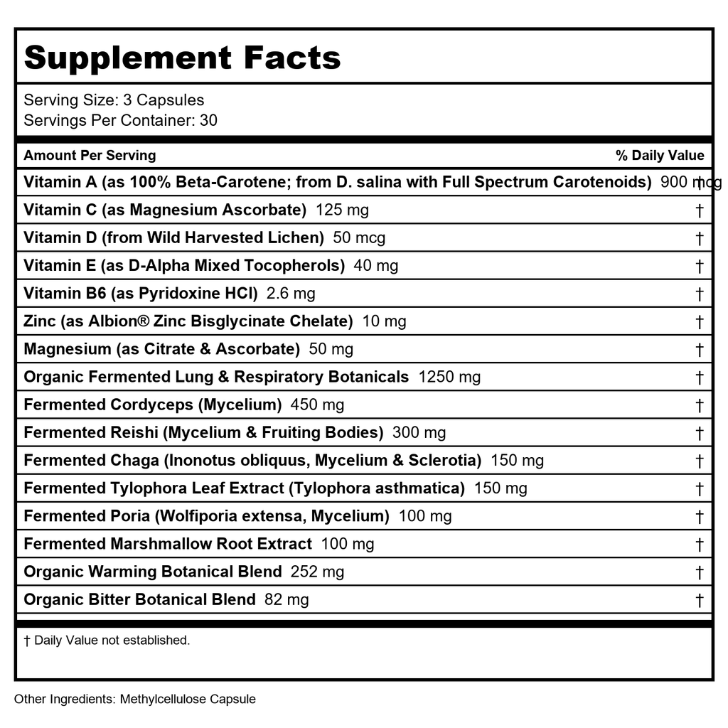 Codeage - Lungs Vitamins A, C, D, E, B6, Milk Thistle, Zinc & Magnesium, Cordyceps, Reishi - 90 Capsules