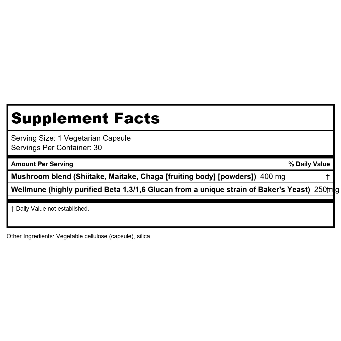 Life Extension - Mushroom Immune with Beta Glucans - 30 Vegetarian Capsules