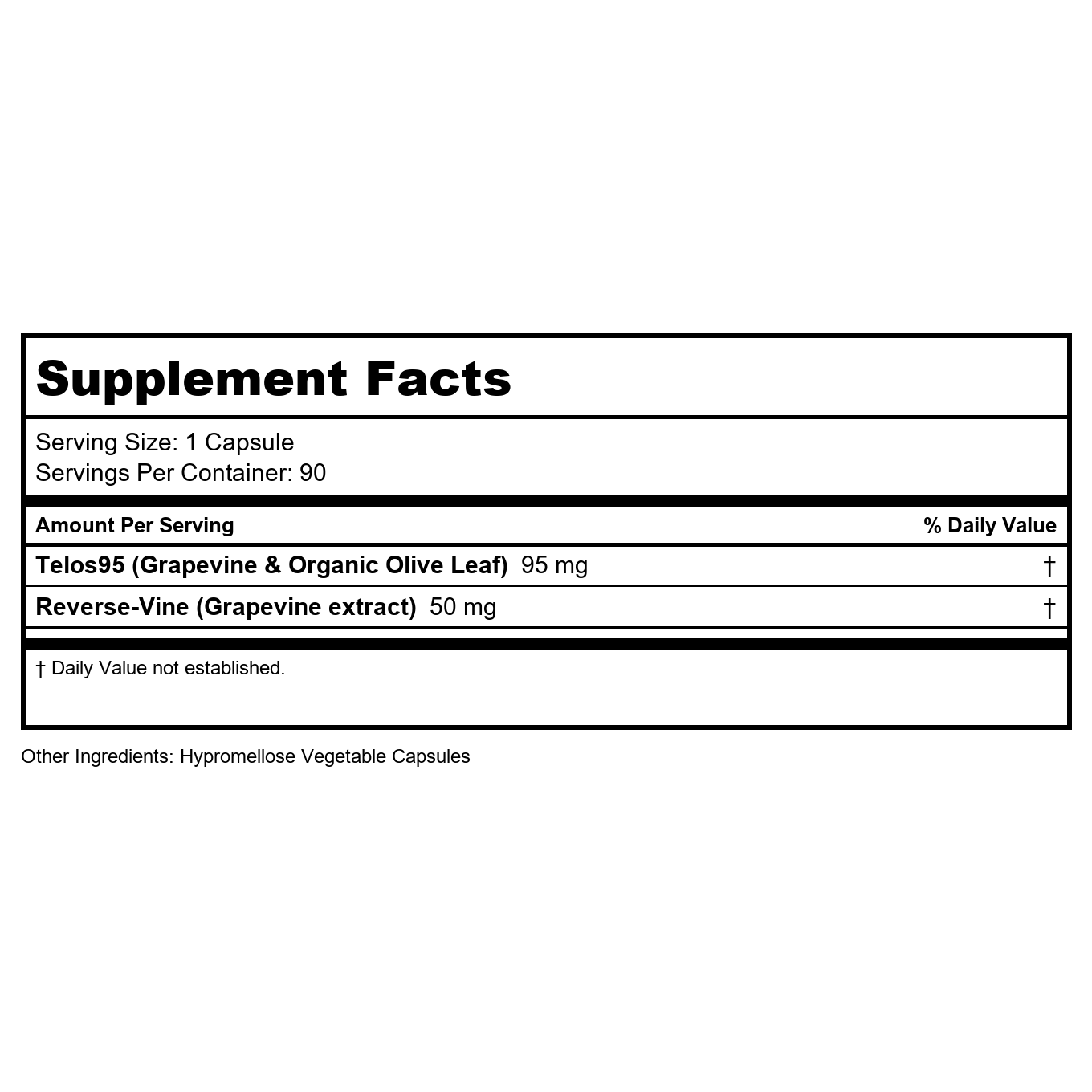 Longevity by Nature - Telos95 Telomere Health Support - 30 Capsules